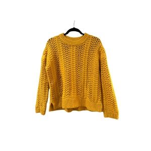 Madewell Windemere Pointelle Pullover Sweater In Mustard Size Medium